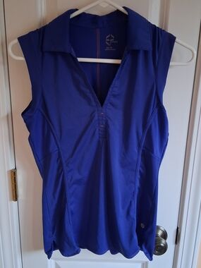 EP Pro Royal Blue Sleeveless Polo Tank V Neck Golf